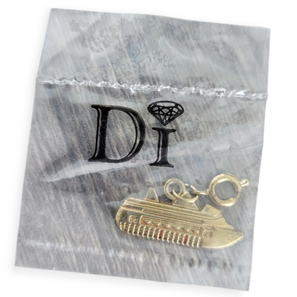 Cruise Ship Gold Charm Pendant